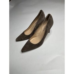 Neiman Marcus Womens 6.5M Cissy Gray Pointed Faux Suede Kitten Heel Shoes Classy